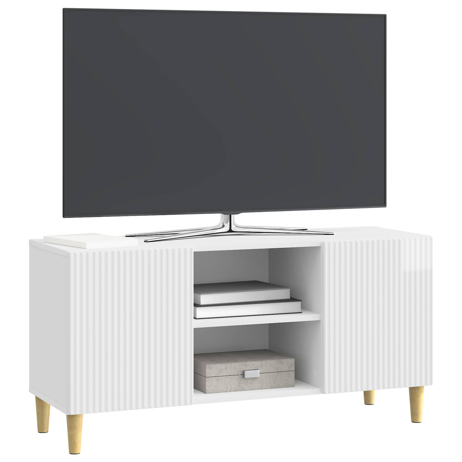 vidaXL Szafka pod telewizor Biały wysoki połysk 102 x 34,5 x 50 cm