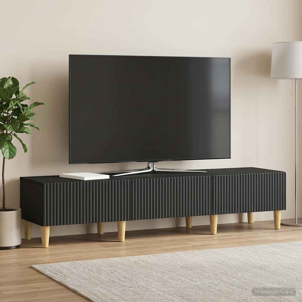 vidaXL Szafka pod telewizor z szufladą Czarny 147 x 34,5 x 30 cm