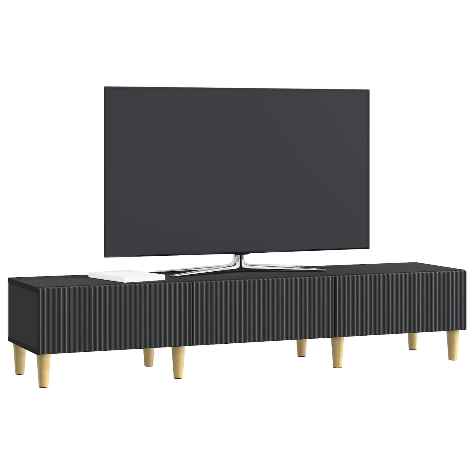 vidaXL Szafka pod telewizor z szufladą Czarny 147 x 34,5 x 30 cm