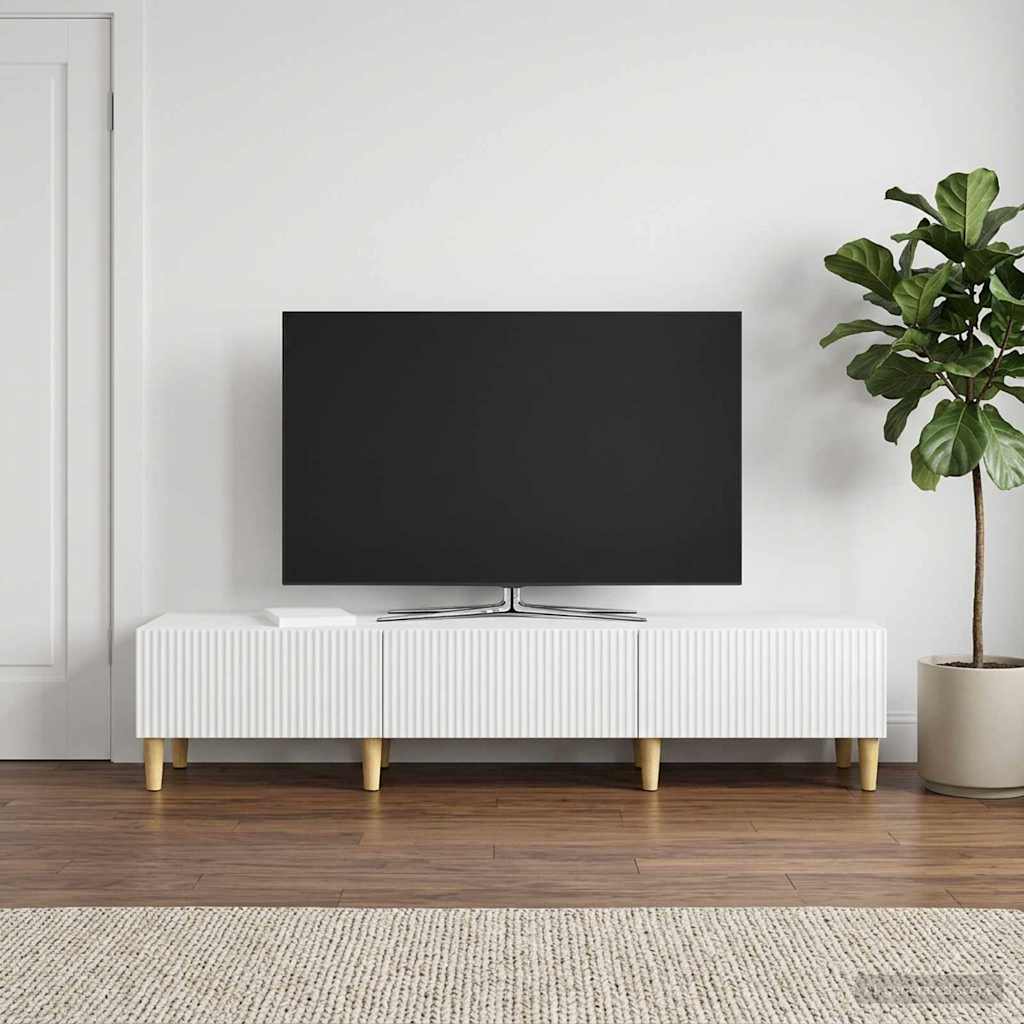 vidaXL Szafka pod telewizor Biały wysoki połysk 147 x 34,5 x 30 cm