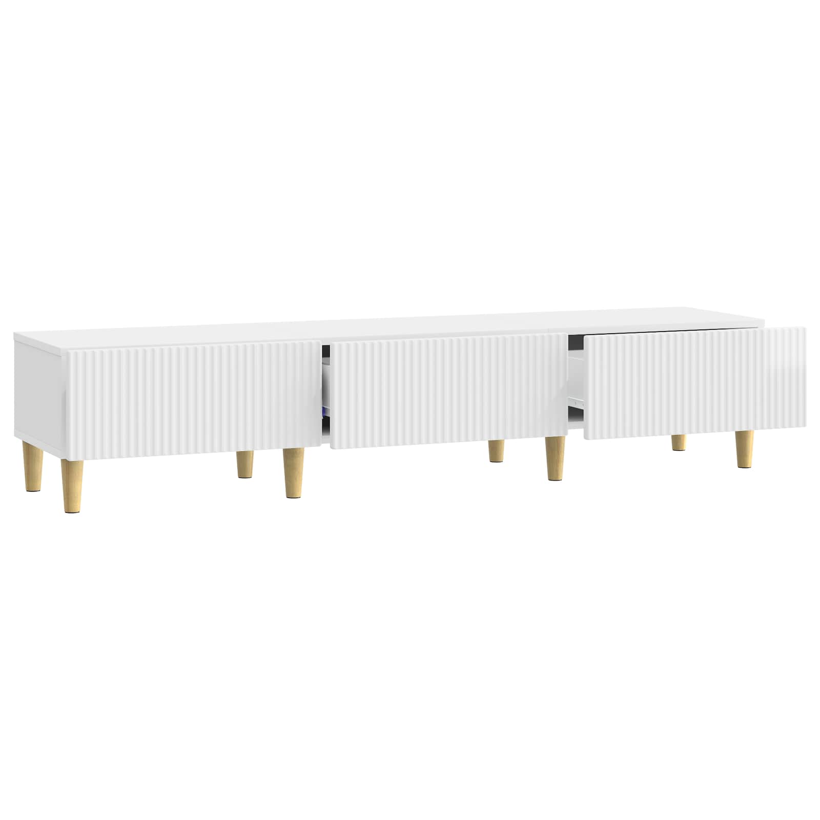 vidaXL Szafka pod telewizor Biały wysoki połysk 147 x 34,5 x 30 cm