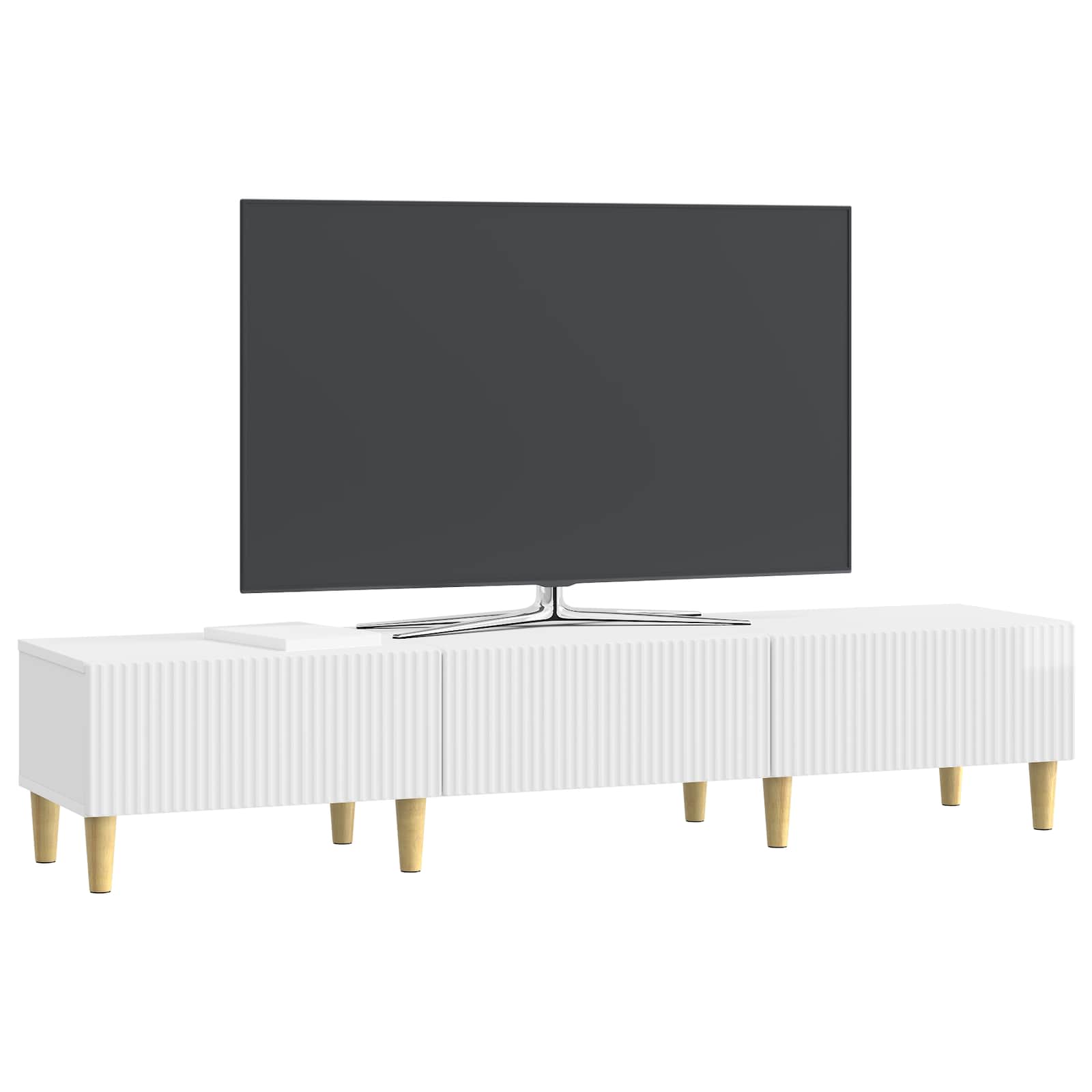 vidaXL Szafka pod telewizor Biały wysoki połysk 147 x 34,5 x 30 cm