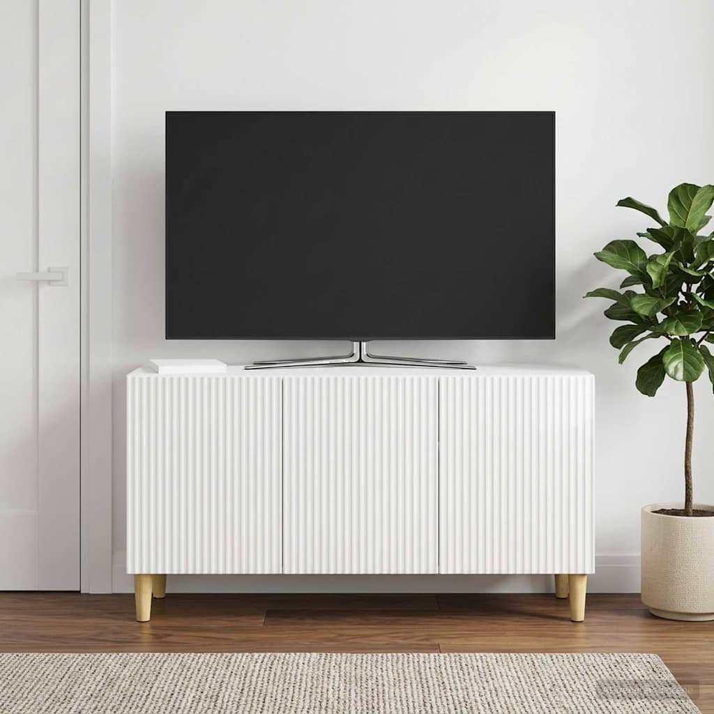 vidaXL Szafka pod telewizor Biały wysoki połysk 99 x 34,5 x 50 cm