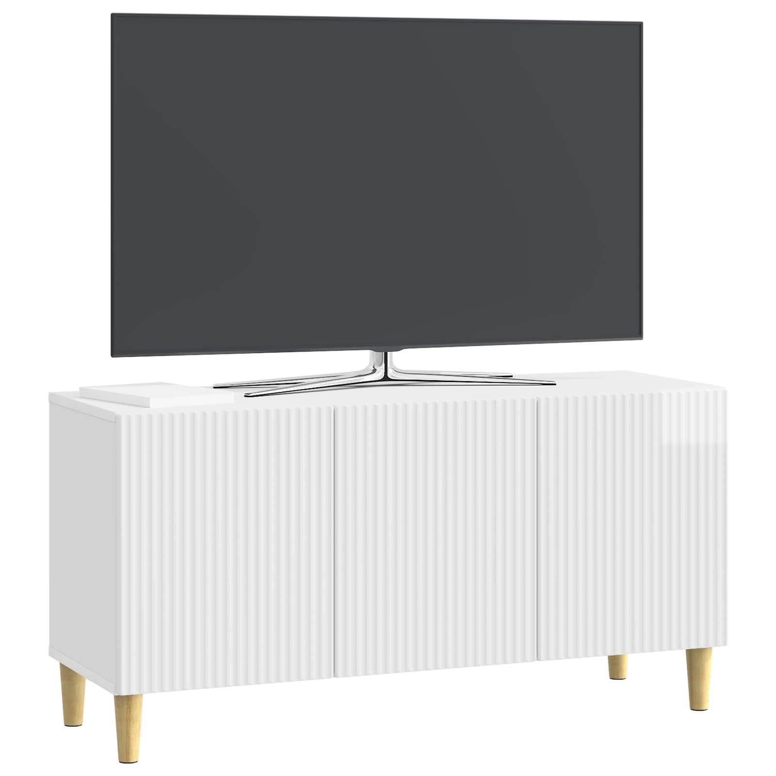 vidaXL Szafka pod telewizor Biały wysoki połysk 99 x 34,5 x 50 cm