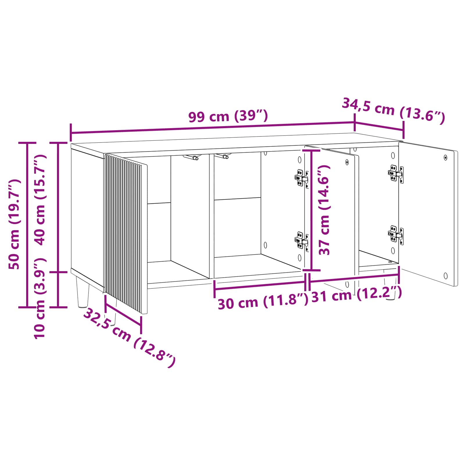 vidaXL Szafka pod telewizor Biały wysoki połysk 99 x 34,5 x 50 cm