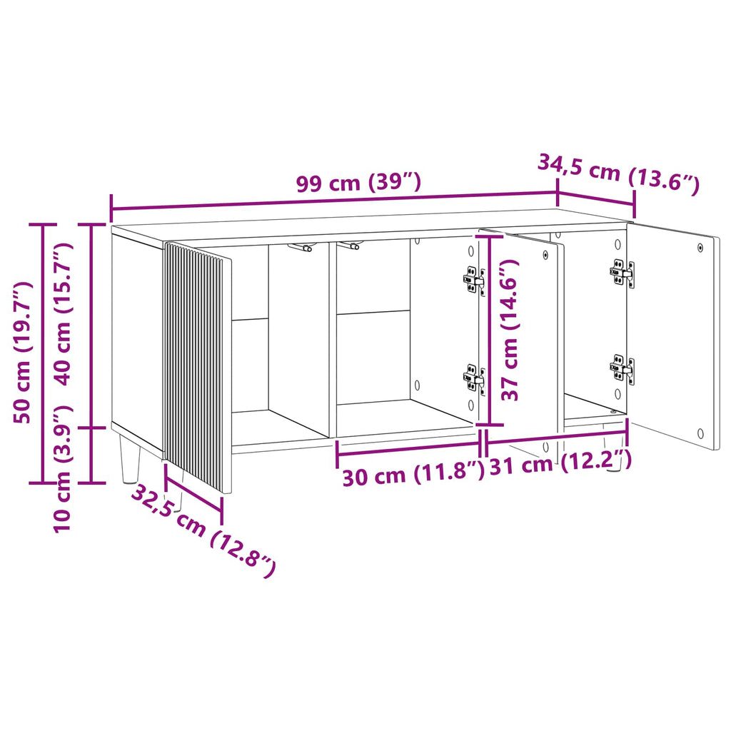 vidaXL Szafka pod telewizor Szary Sonoma 99 x 34,5 x 50 cm