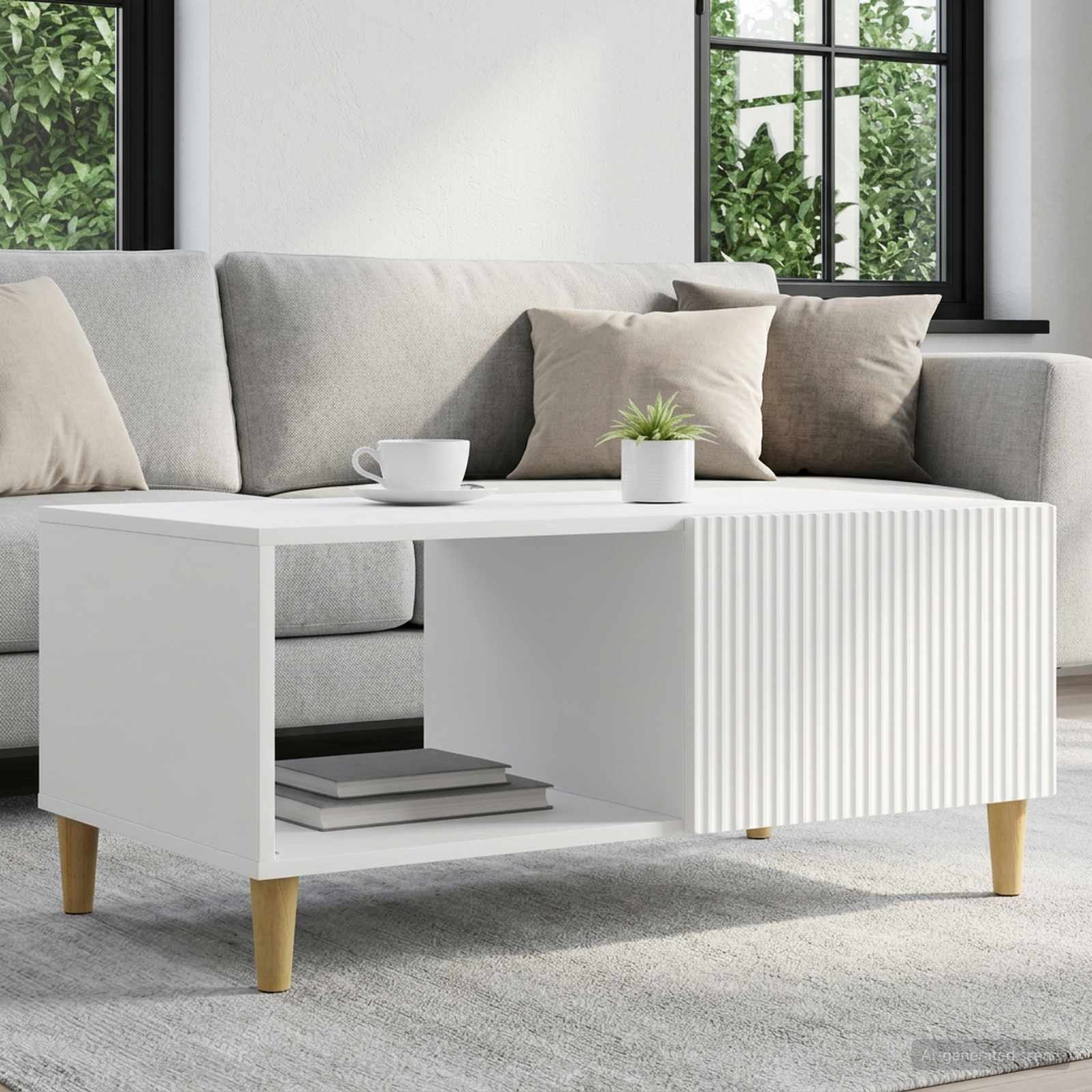 vidaXL Stolik kawowy Biały 90 x 50 x 40 cm Drewno inżynieryjne