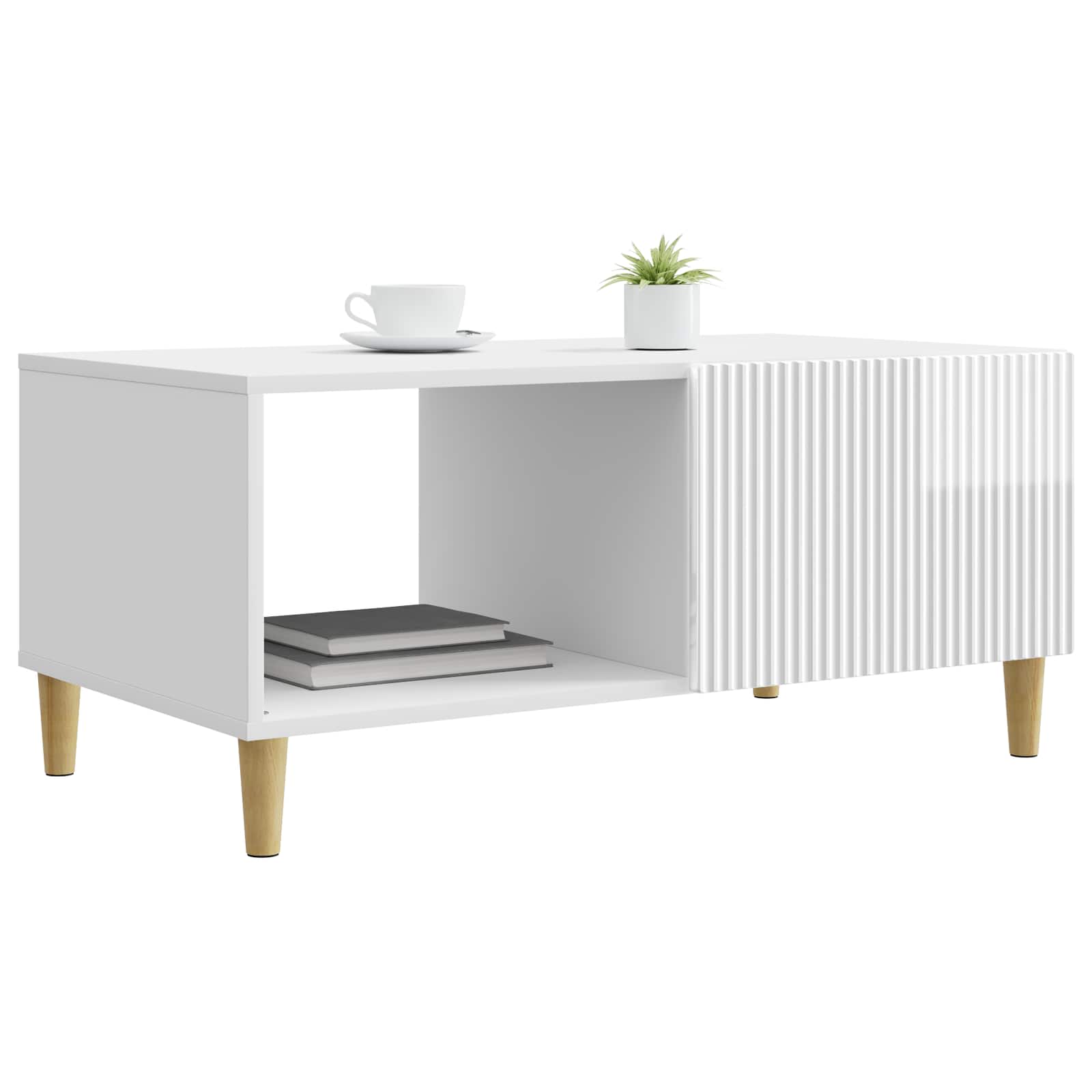 vidaXL Stolik kawowy Biały wysoki połysk 90 x 50 x 40 cm