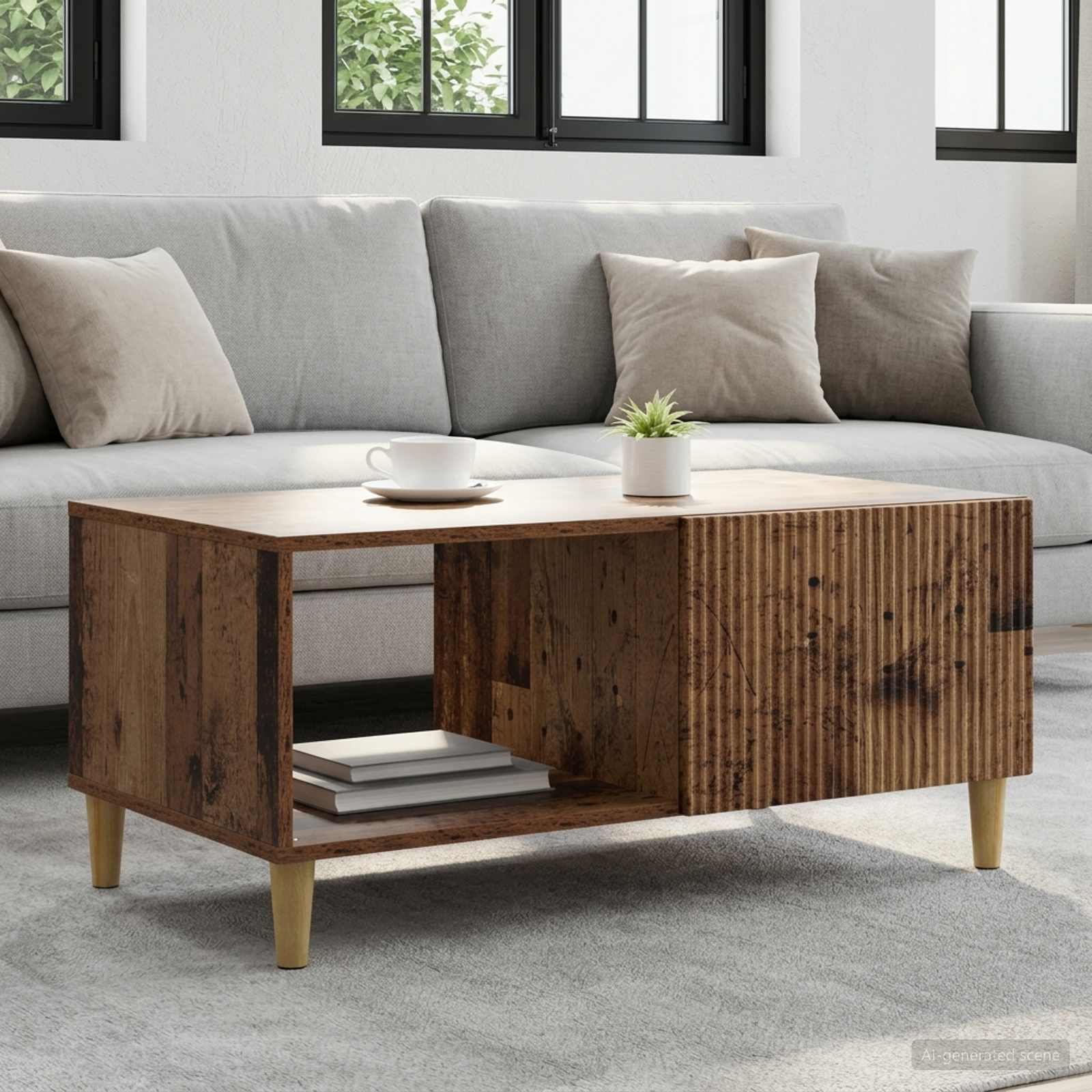vidaXL Stolik kawowy Stare drewno 90 x 50 x 40 cm Drewno inżynieryjne