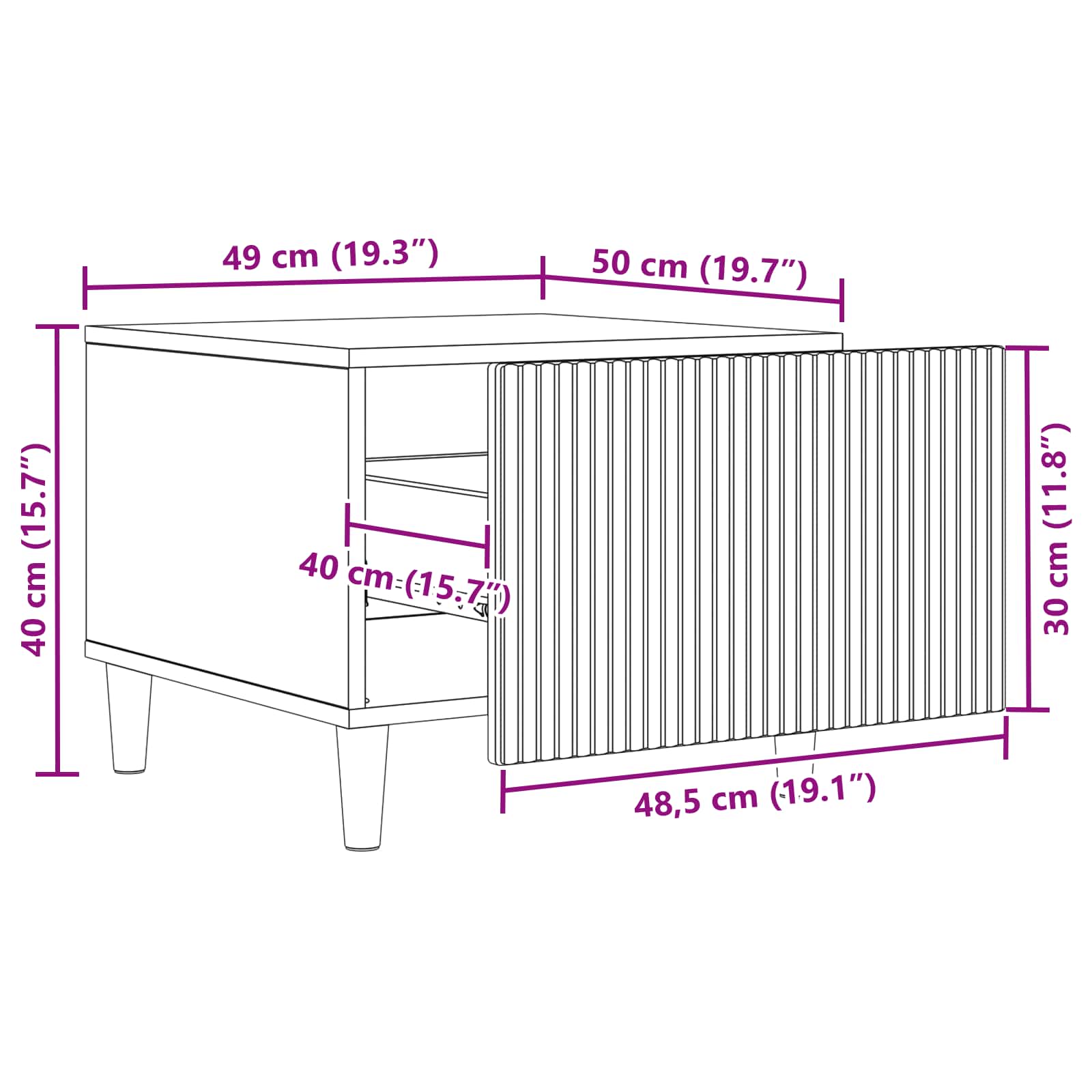 vidaXL Stolik kawowy Stare drewno 49 x 50 x 40 cm Drewno inżynieryjne