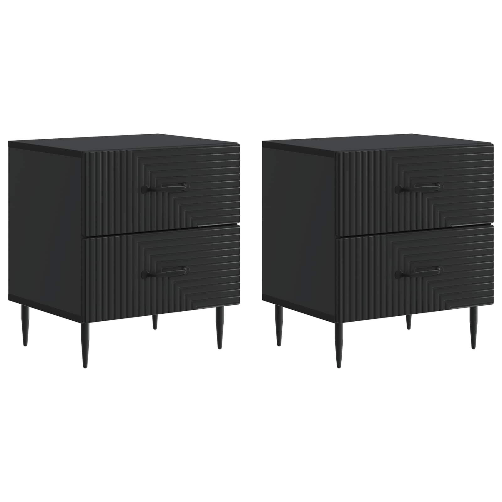 vidaXL Szafka Nocna z szufladą 2 pcs Czarny 43 x 34,5 x 47,5 cm