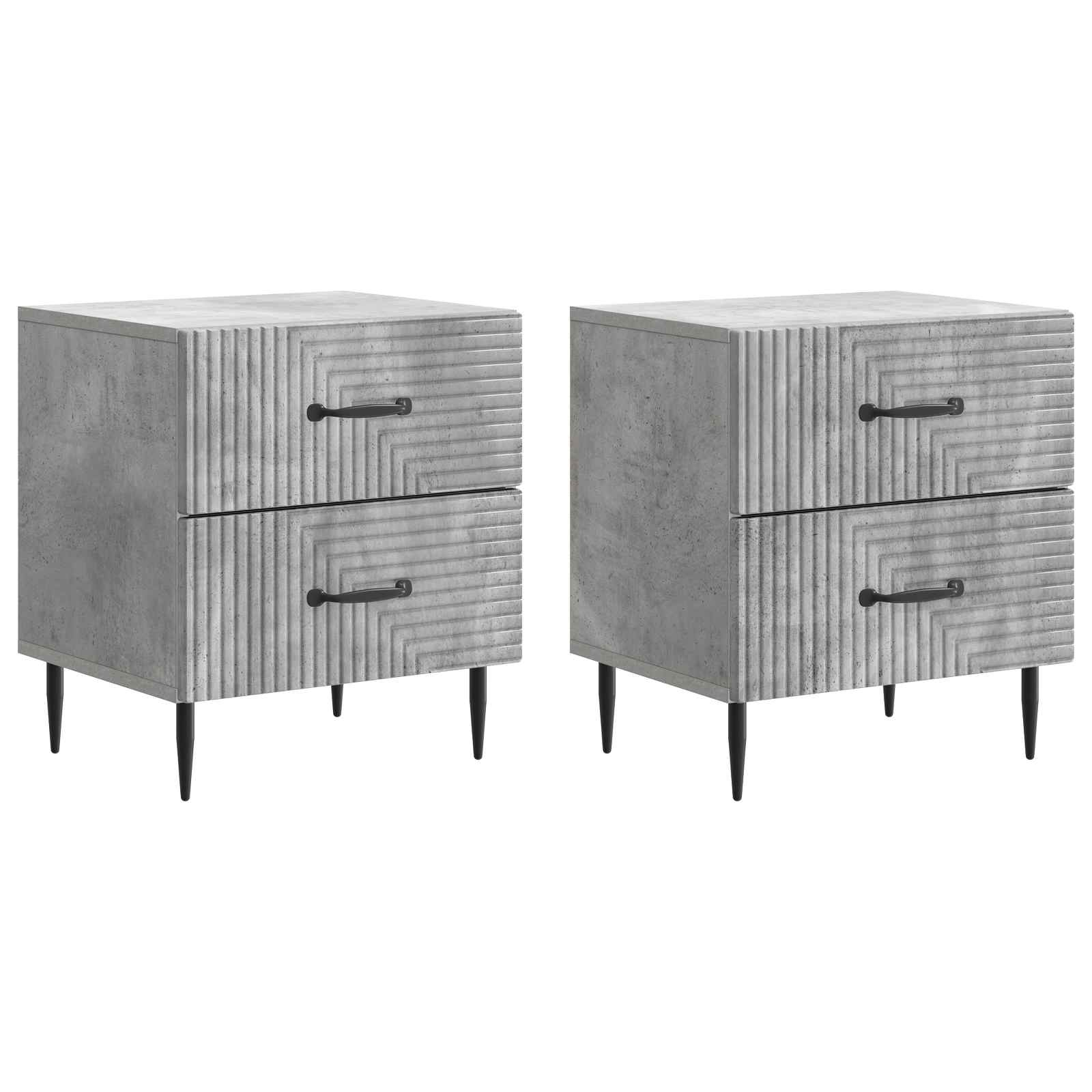 vidaXL Szafka Nocna 2 pcs Betonowy szary 43 x 34,5 x 47,5 cm