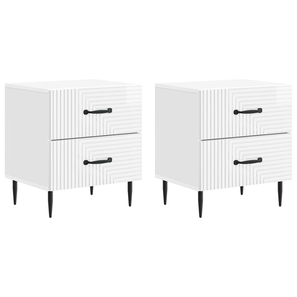 vidaXL Szafka Nocna 2 pcs Biały wysoki połysk 43 x 34,5 x 47,5 cm