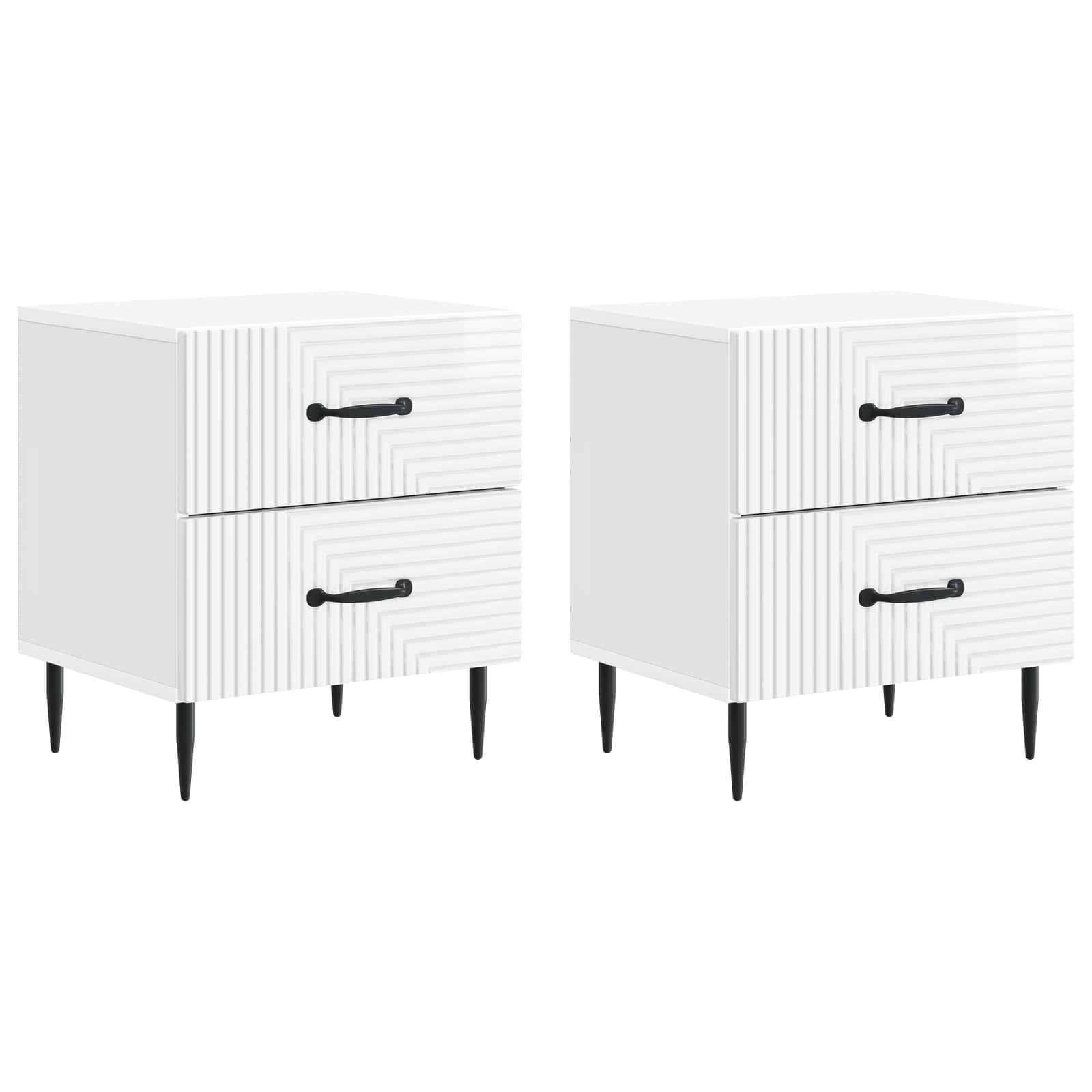 vidaXL Szafka Nocna 2 pcs Biały wysoki połysk 43 x 34,5 x 47,5 cm
