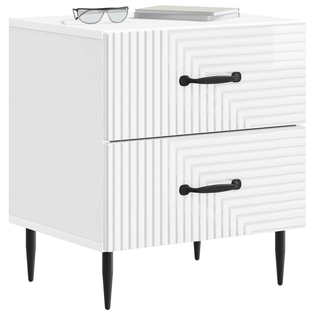 vidaXL Szafka Nocna 2 pcs Biały wysoki połysk 43 x 34,5 x 47,5 cm