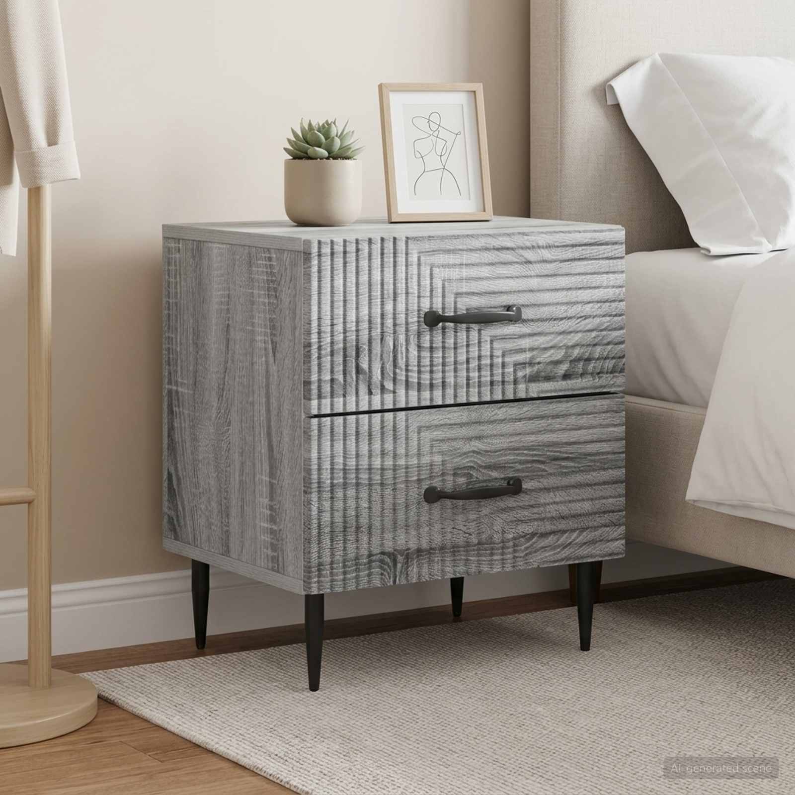 vidaXL Szafka Nocna 2 szt. Szary Sonoma 43 x 34,5 x 47,5 cm