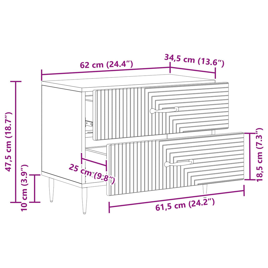 vidaXL Szafka Nocna Czarny 62 x 34,5 x 47,5 cm Drewno inżynieryjne