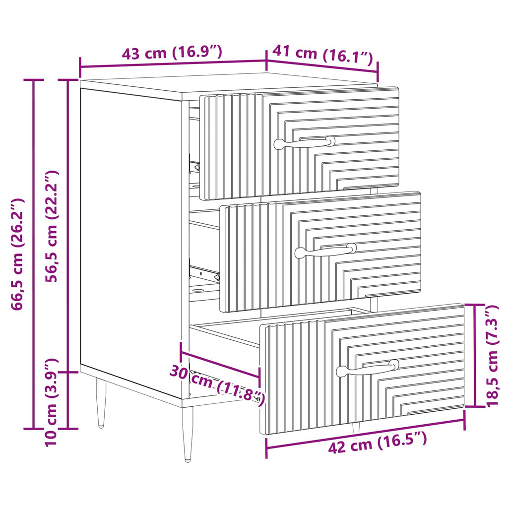 vidaXL Szafka Nocna z szufladą Betonowy szary 43 x 41 x 66,5 cm