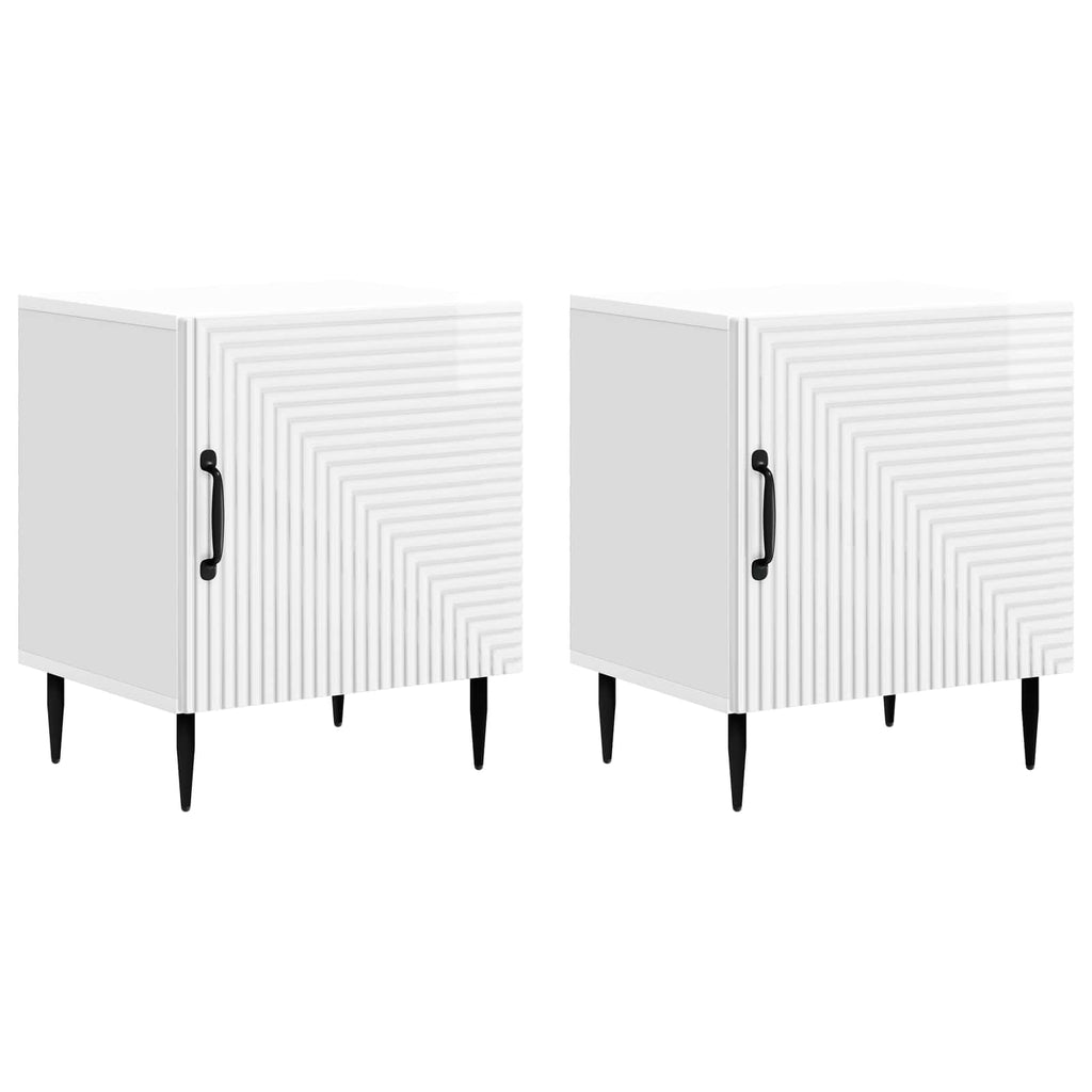 vidaXL Szafka Nocna 2 pcs Biały wysoki połysk 43 x 34,5 x 50 cm