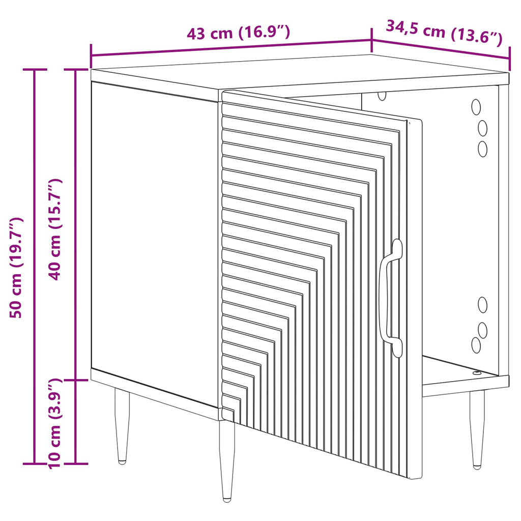 vidaXL Szafka Nocna 2 pcs Stare drewno 43 x 34,5 x 50 cm