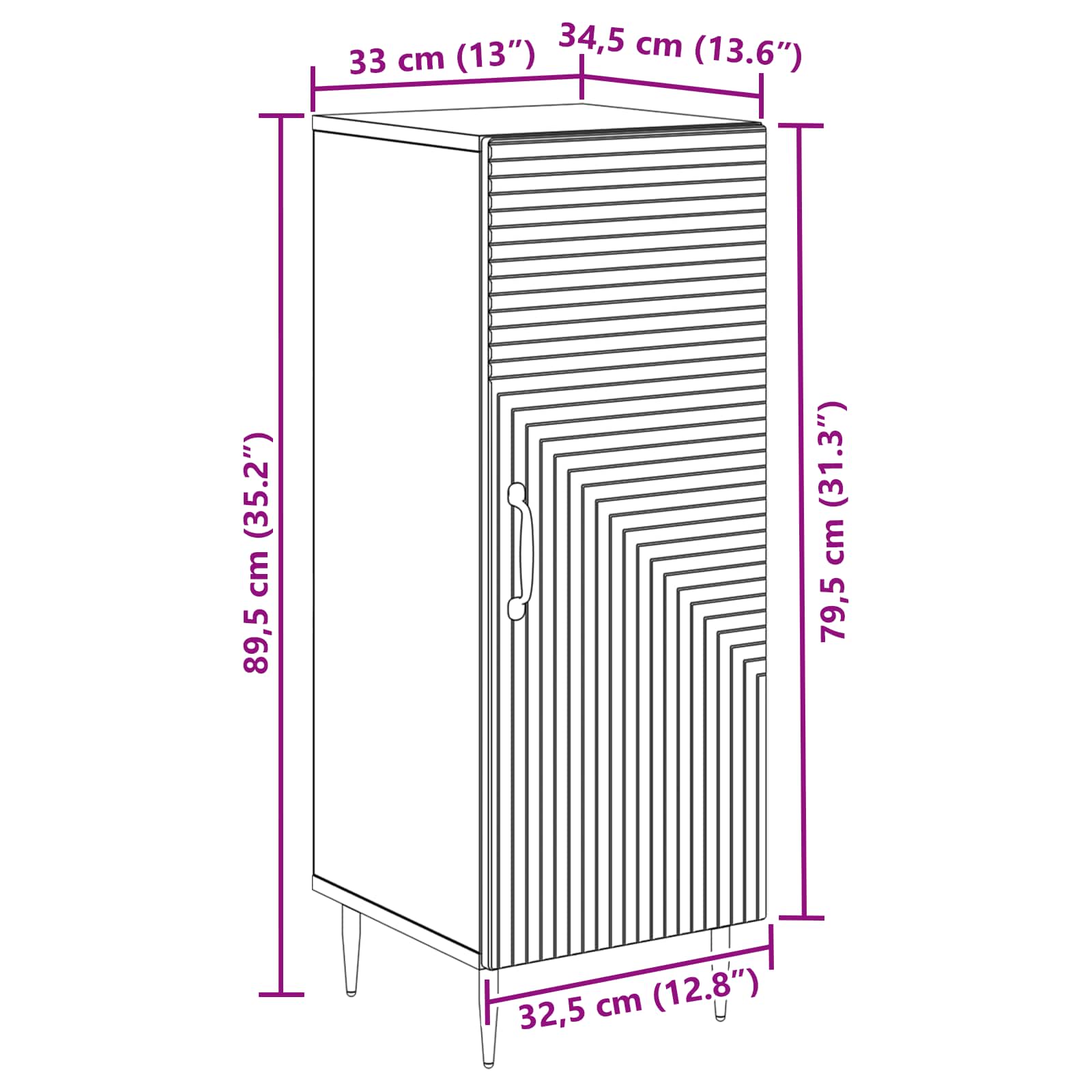 vidaXL Bufet dąb Sonoma 33 x 34,5 x 89,5 cm Drewno inżynieryjne