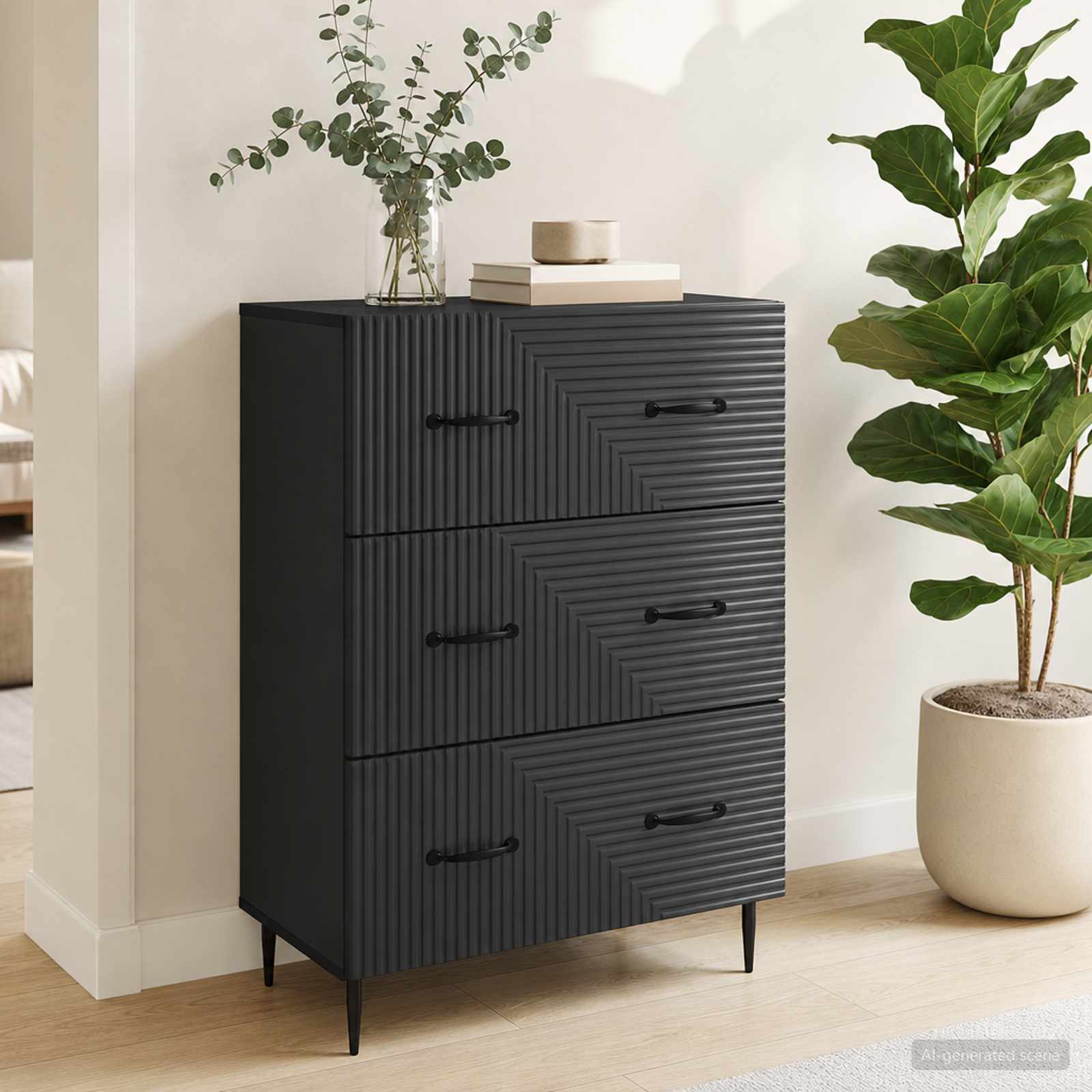 vidaXL Szafka z Szufladami Czarny 66 x 34,5 x 89,5 cm