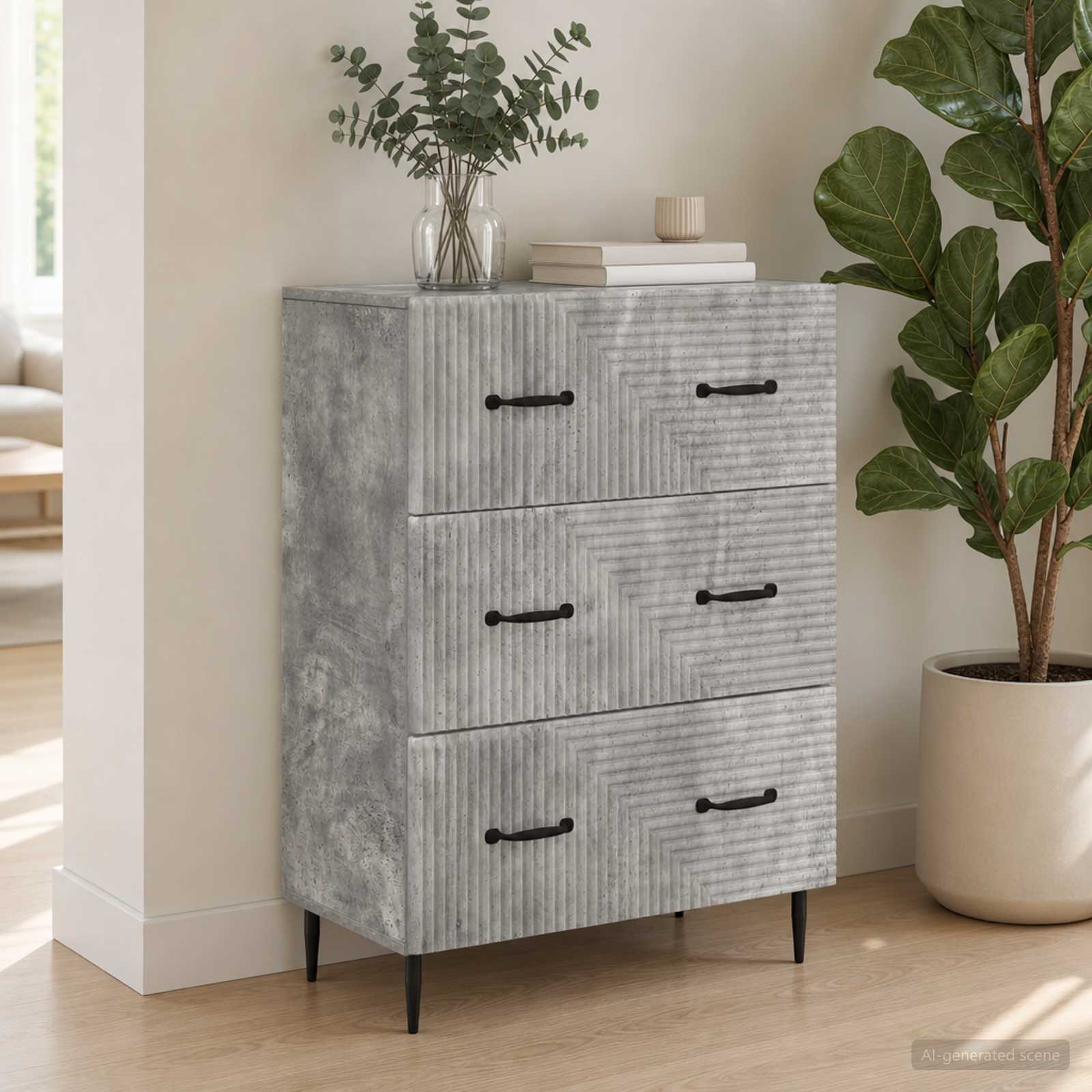 vidaXL Szafka z Szufladami Betonowy szary 66 x 34,5 x 89,5 cm