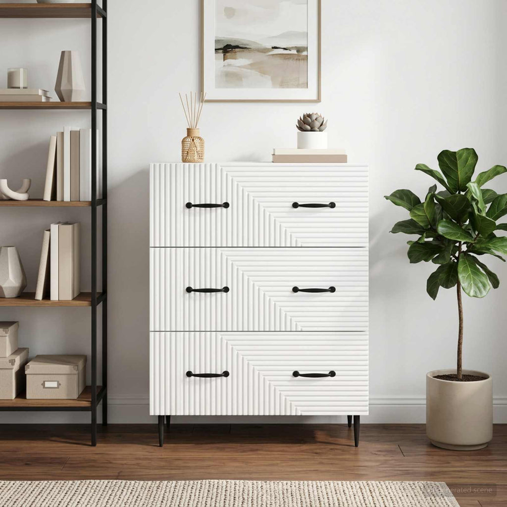 vidaXL Szafka z Szufladami Biały wysoki połysk 66 x 34,5 x 89,5 cm