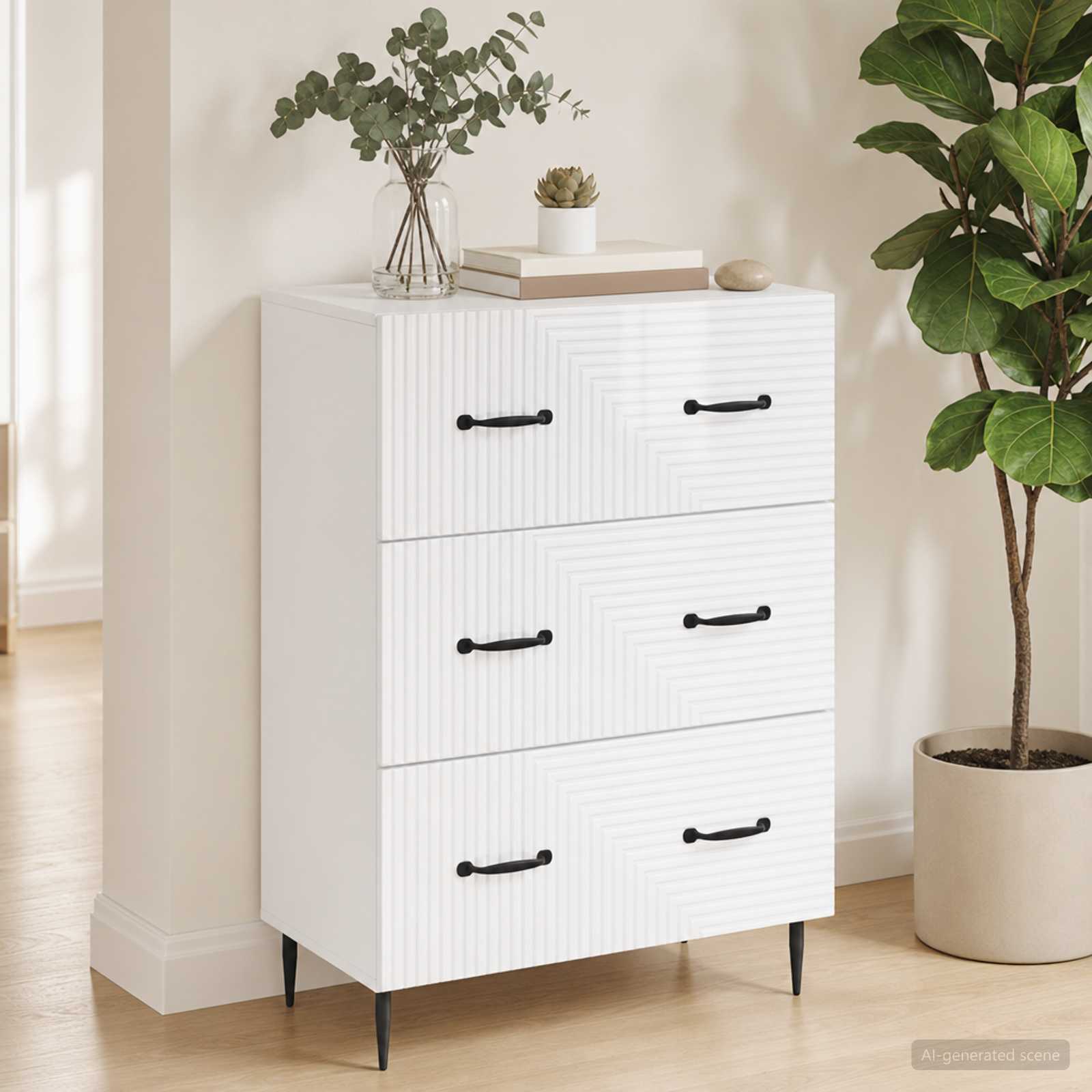 vidaXL Szafka z Szufladami Biały wysoki połysk 66 x 34,5 x 89,5 cm