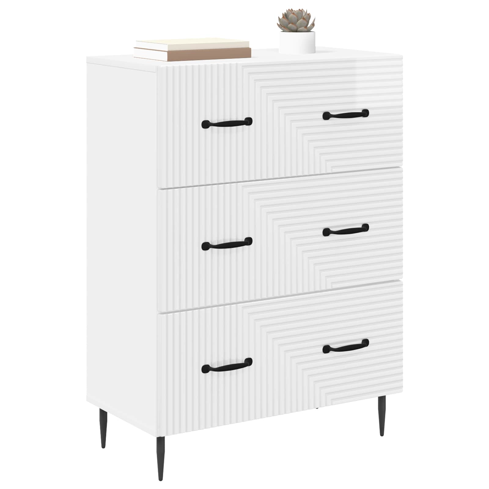 vidaXL Szafka z Szufladami Biały wysoki połysk 66 x 34,5 x 89,5 cm