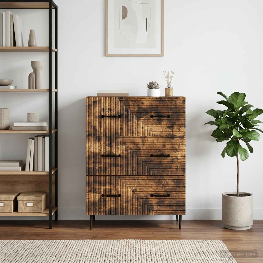 vidaXL Szafka z Szufladami Dąb wędzony 66 x 34,5 x 89,5 cm