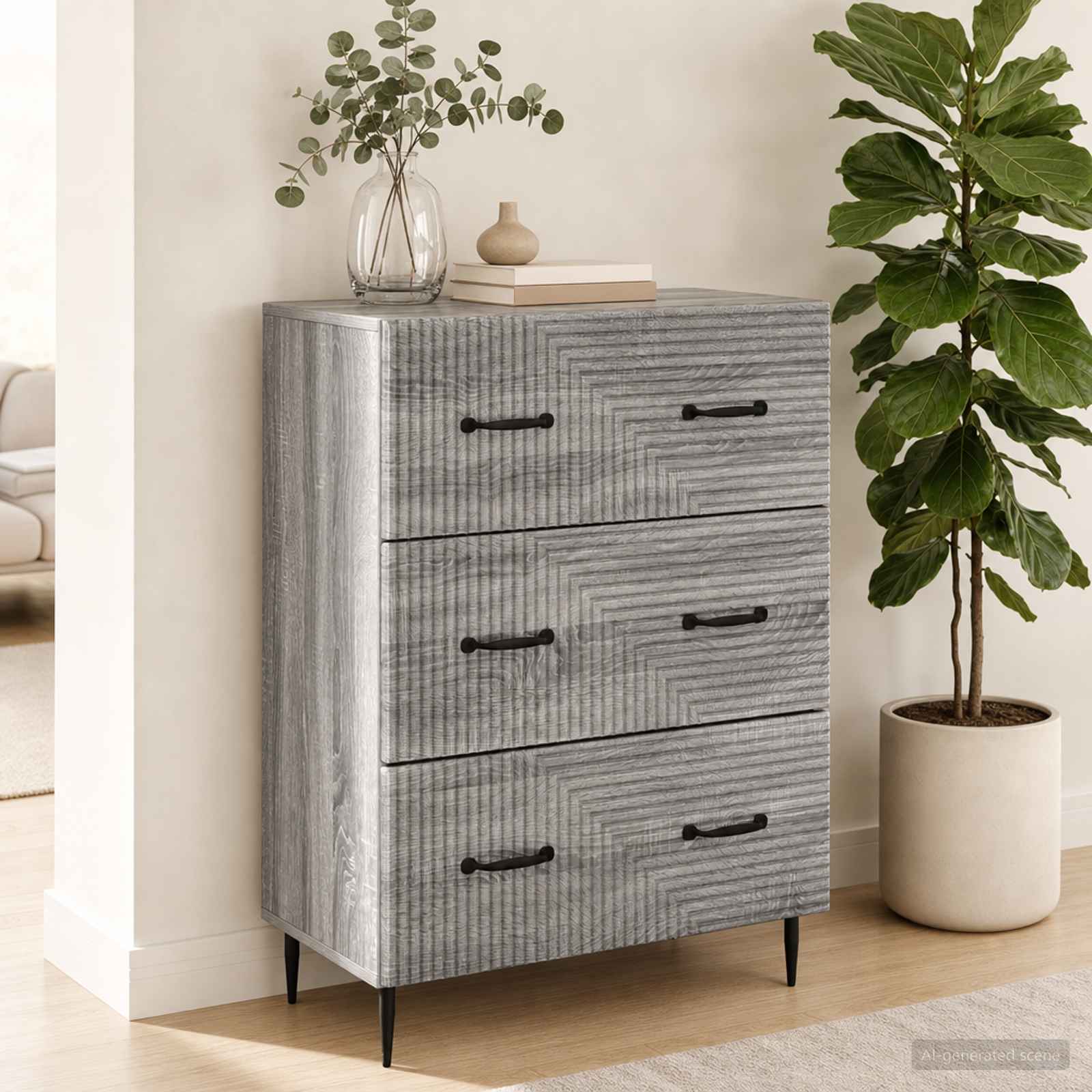 vidaXL Szafka z Szufladami Szary Sonoma 66 x 34,5 x 89,5 cm