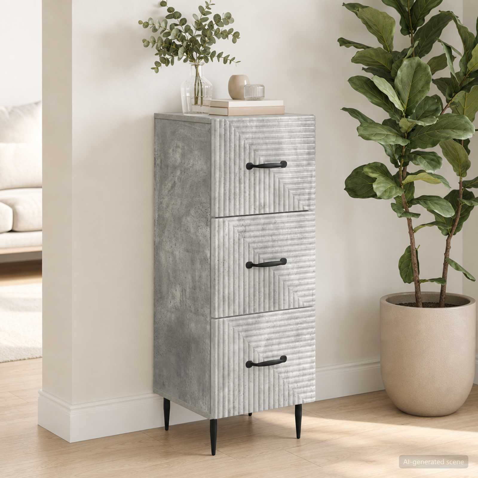 vidaXL Szafka z Szufladami Betonowy szary 33 x 34,5 x 89,5 cm