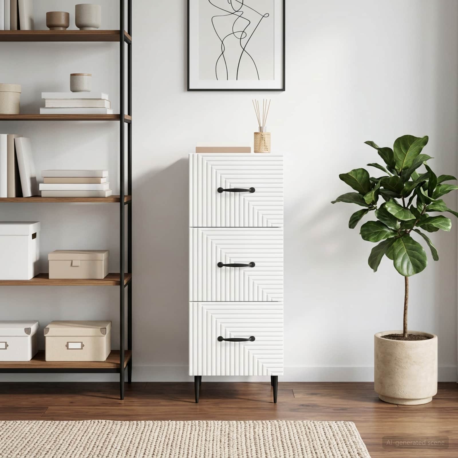 vidaXL Szafka z Szufladami Biały wysoki połysk 33 x 34,5 x 89,5 cm