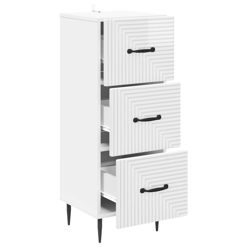 vidaXL Szafka z Szufladami Biały wysoki połysk 33 x 34,5 x 89,5 cm