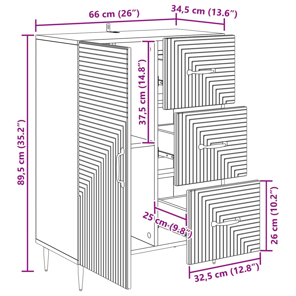 vidaXL Bufet Szary Sonoma 66 x 34,5 x 89,5 cm Drewno inżynieryjne