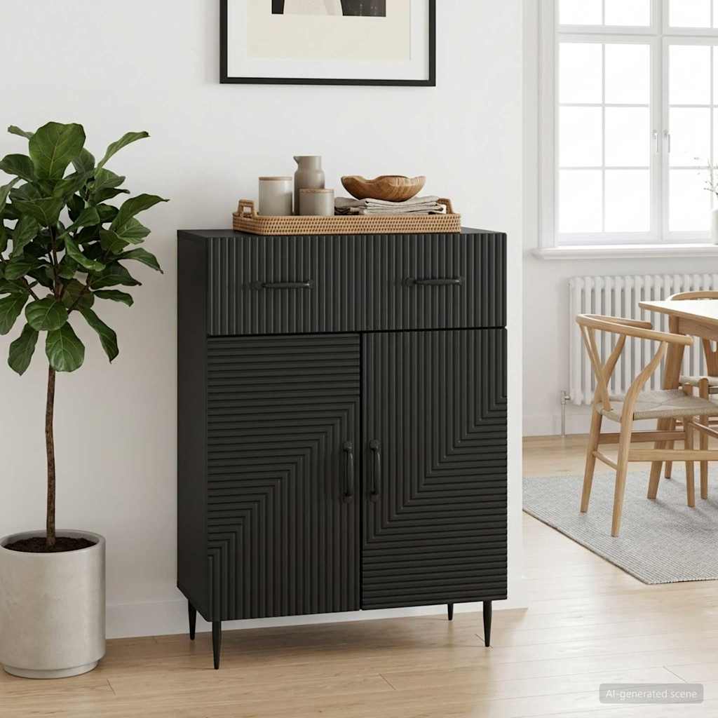 vidaXL Bufet z szufladą Czarny 66 x 34,5 x 89,5 cm Drewno inżynieryjne