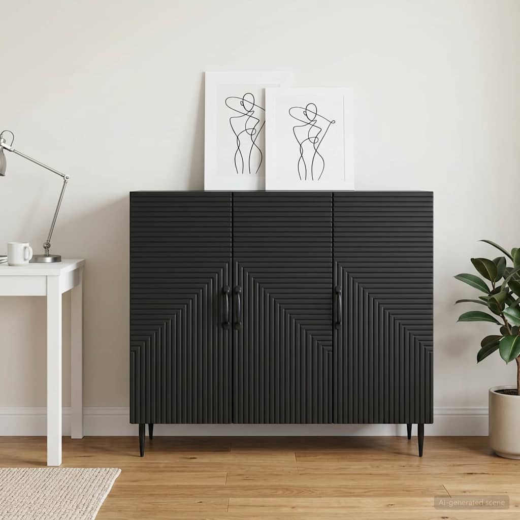 vidaXL Bufet Czarny 89 x 34,5 x 80 cm Drewno inżynieryjne