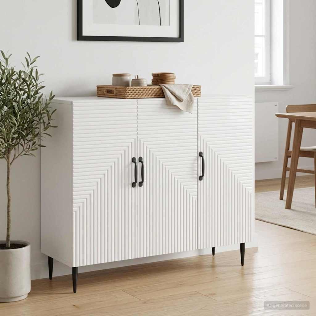vidaXL Bufet Biały wysoki połysk 89 x 34,5 x 80 cm Drewno inżynieryjne