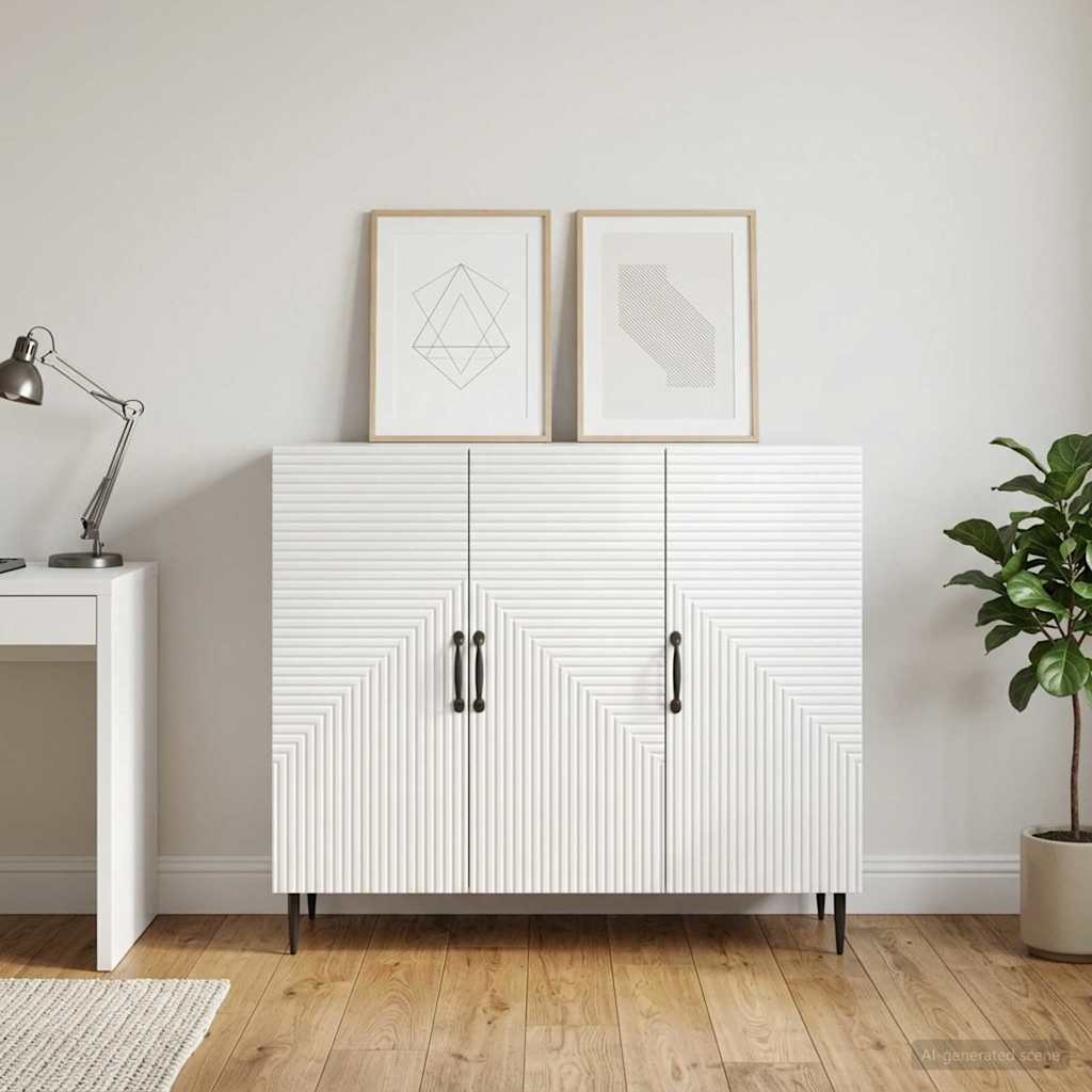 vidaXL Bufet Biały wysoki połysk 89 x 34,5 x 80 cm Drewno inżynieryjne