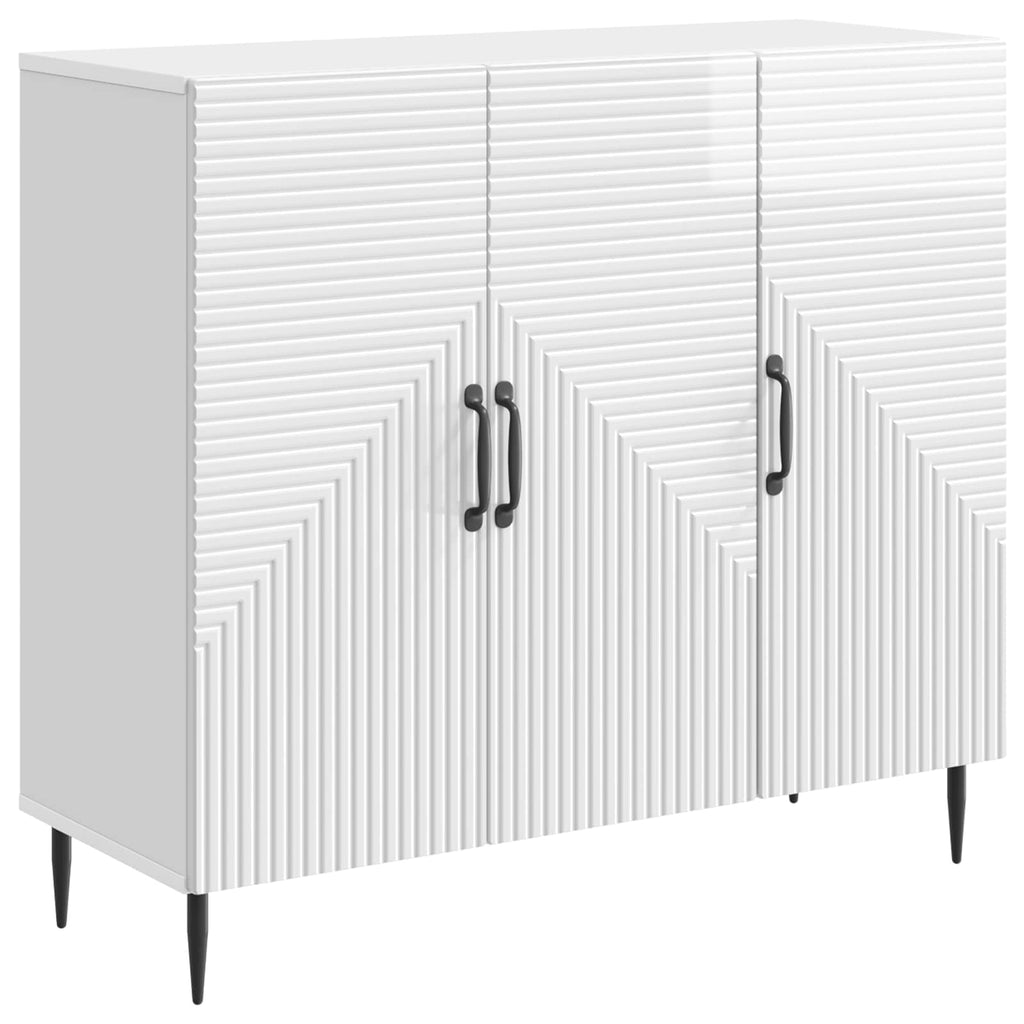 vidaXL Bufet Biały wysoki połysk 89 x 34,5 x 80 cm Drewno inżynieryjne