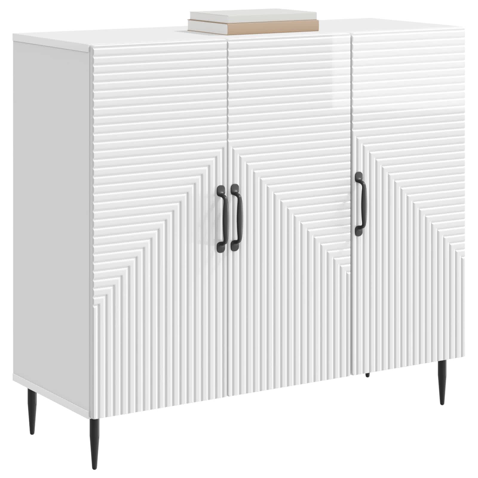 vidaXL Bufet Biały wysoki połysk 89 x 34,5 x 80 cm Drewno inżynieryjne