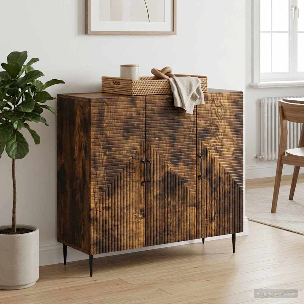 vidaXL Bufet Dąb wędzony 89 x 34,5 x 80 cm Drewno inżynieryjne
