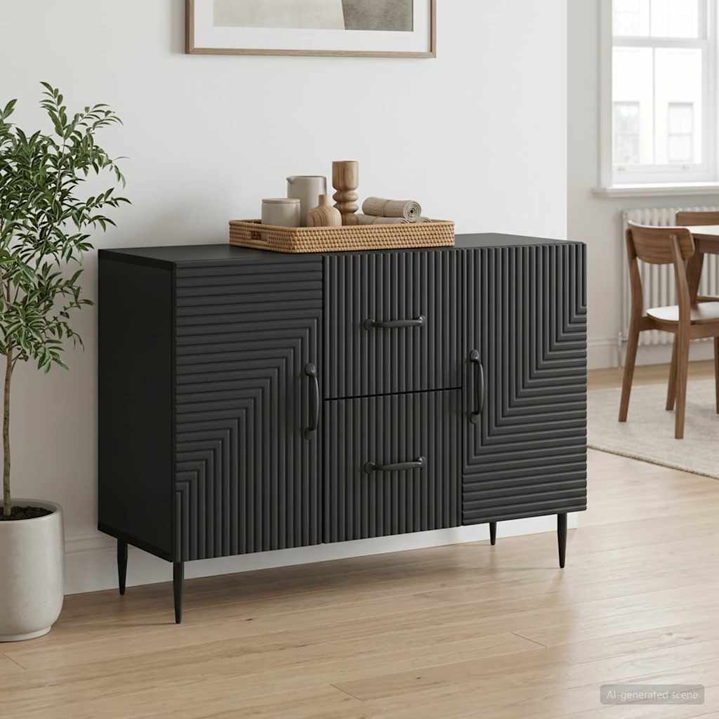 vidaXL Bufet z szufladą Czarny 89 x 34,5 x 60 cm Drewno inżynieryjne
