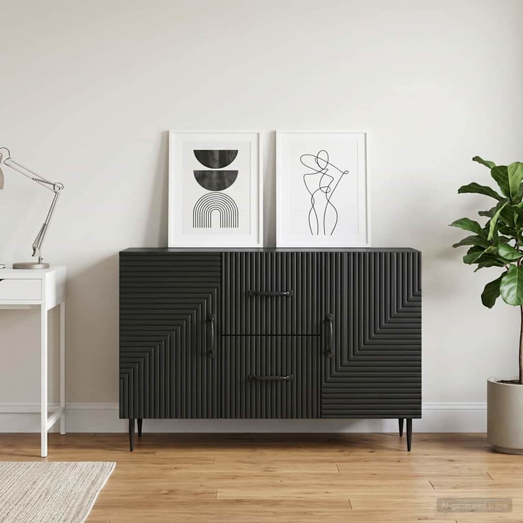 vidaXL Bufet z szufladą Czarny 89 x 34,5 x 60 cm Drewno inżynieryjne