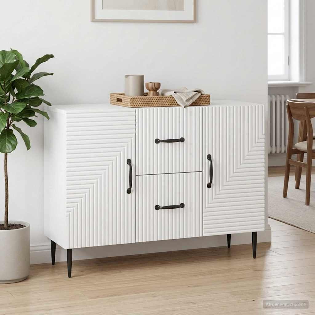 vidaXL Bufet Biały wysoki połysk 89 x 34,5 x 60 cm Drewno inżynieryjne