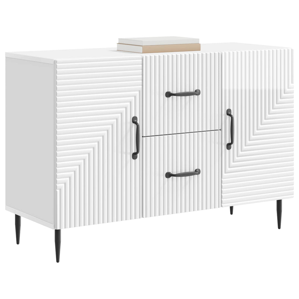 vidaXL Bufet Biały wysoki połysk 89 x 34,5 x 60 cm Drewno inżynieryjne