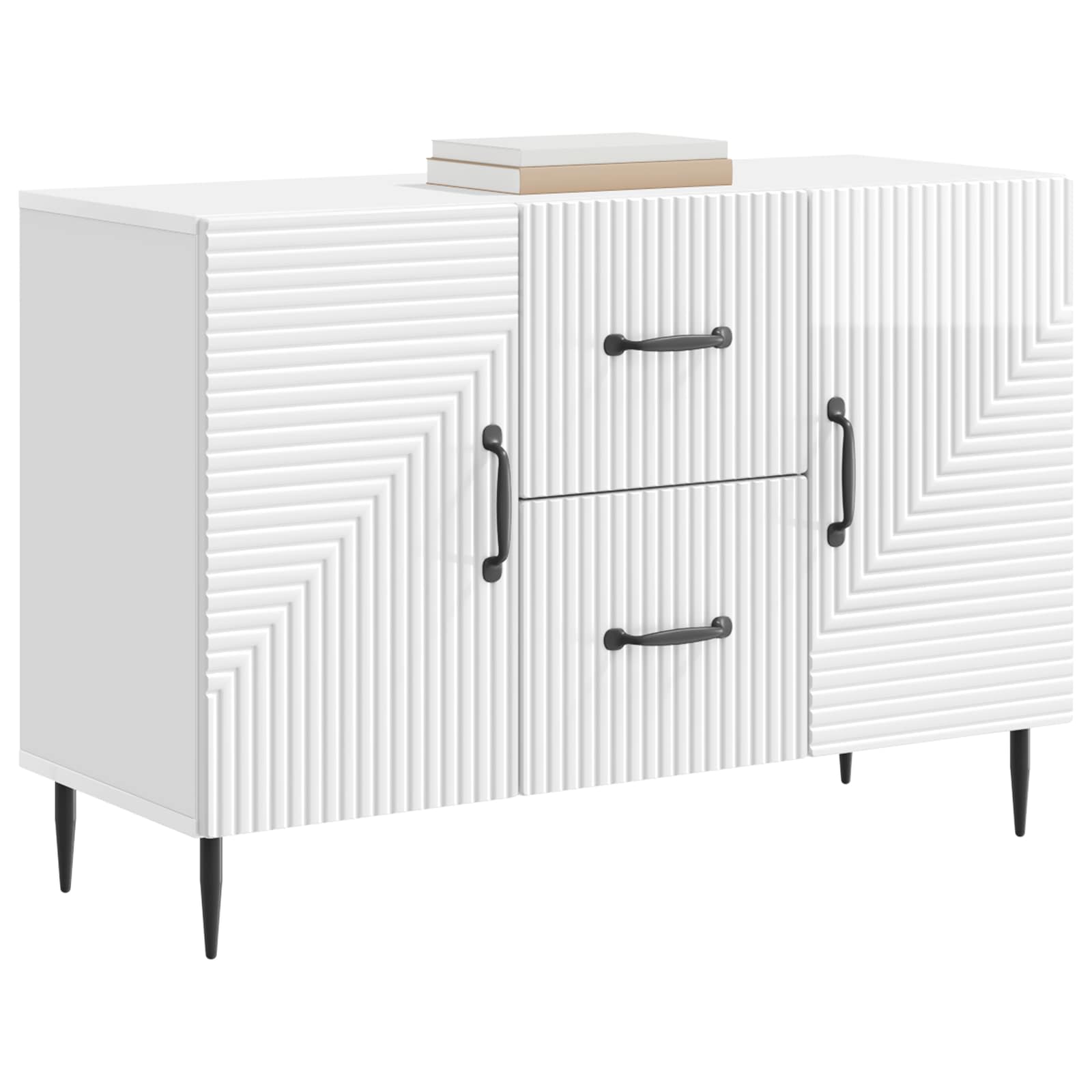 vidaXL Bufet Biały wysoki połysk 89 x 34,5 x 60 cm Drewno inżynieryjne