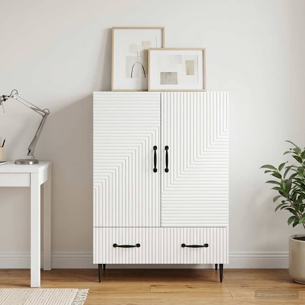vidaXL Bufet Biały wysoki połysk 66 x 34,5 x 95 cm Drewno inżynieryjne