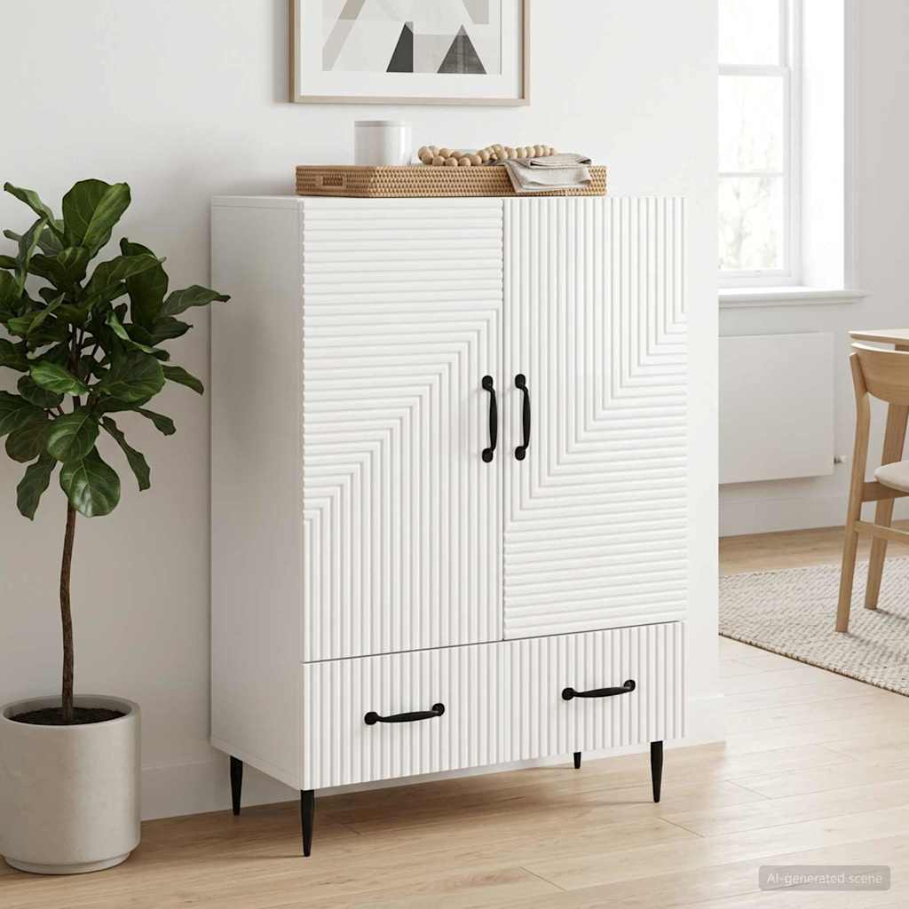 vidaXL Bufet Biały wysoki połysk 66 x 34,5 x 95 cm Drewno inżynieryjne